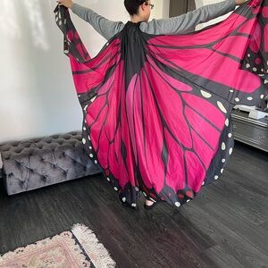 Pink and Black Butterfly Wing Cape